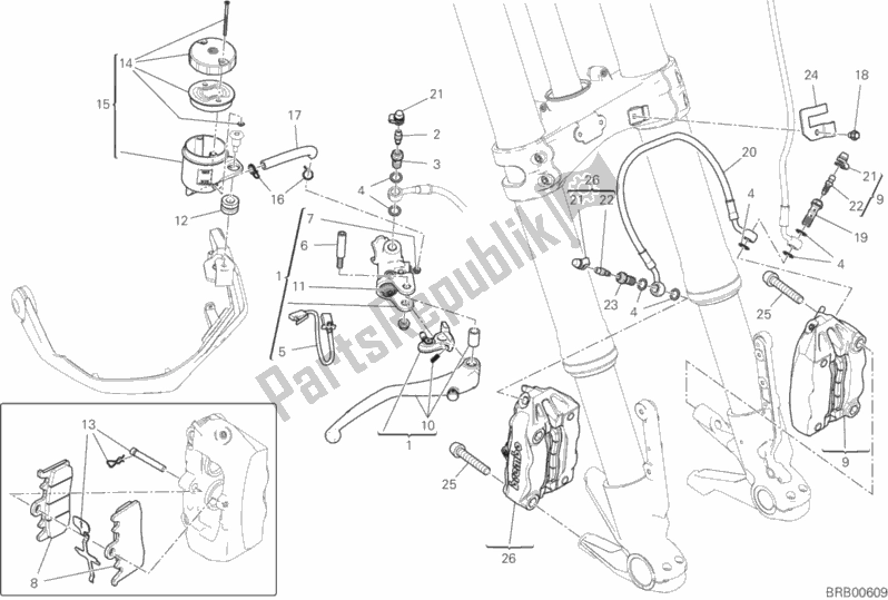 Todas as partes de Sistema De Freio Dianteiro do Ducati Multistrada 1260 ABS 2020